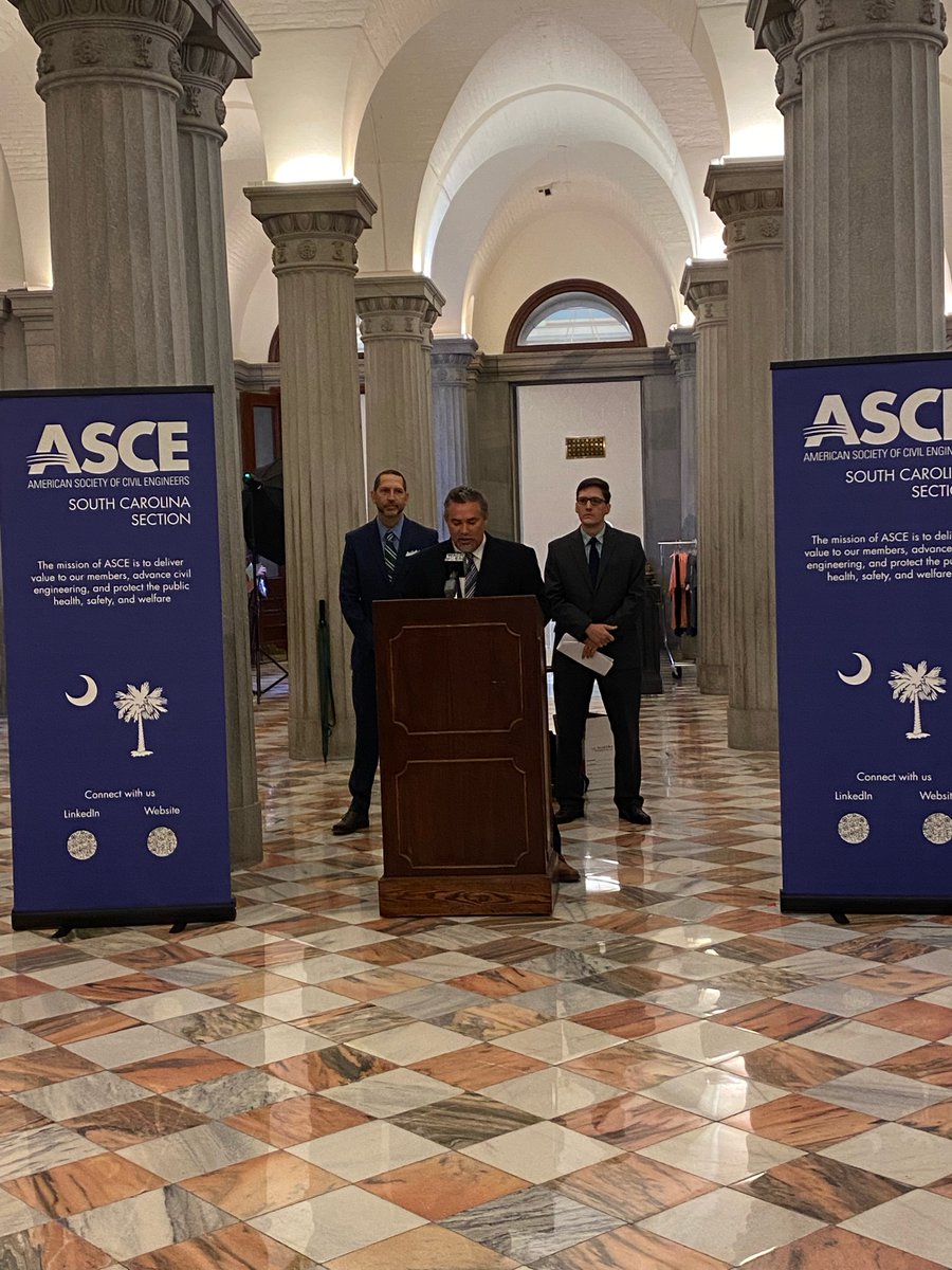 SCEngConference's tweet photo. The scores are in!  #ASCESC hosting a press conference on their Infrastructure Report Card.  SC has many #Infrastrucure needs.  The IIJA can address many of the funding gaps in SC's infrastructure.  #Water #Roads #Transit #Bridges @ASCETweets https://t.co/DeCDuOHClL