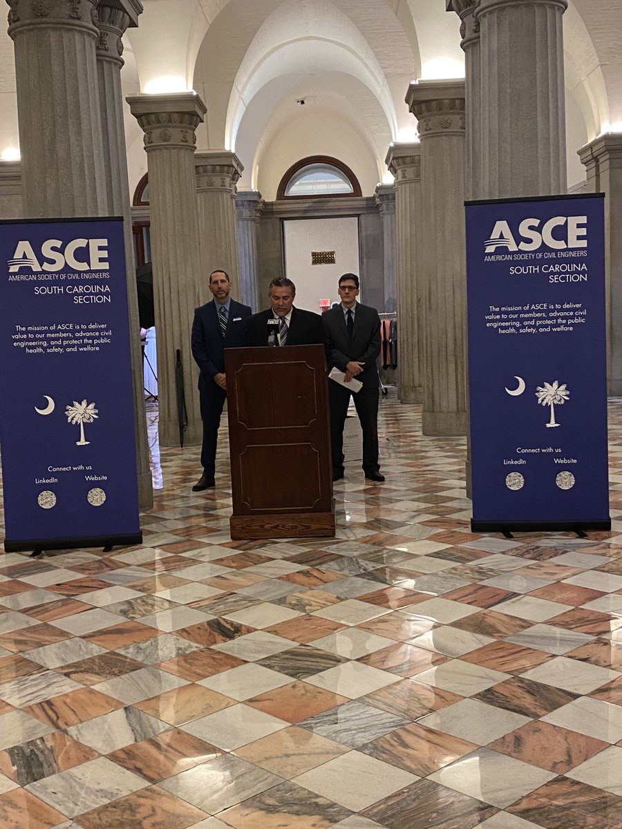 SCEngConference's tweet photo. The scores are in!  #ASCESC hosting a press conference on their Infrastructure Report Card.  SC has many #Infrastrucure needs.  The IIJA can address many of the funding gaps in SC's infrastructure.  #Water #Roads #Transit #Bridges @ASCETweets https://t.co/DeCDuOHClL