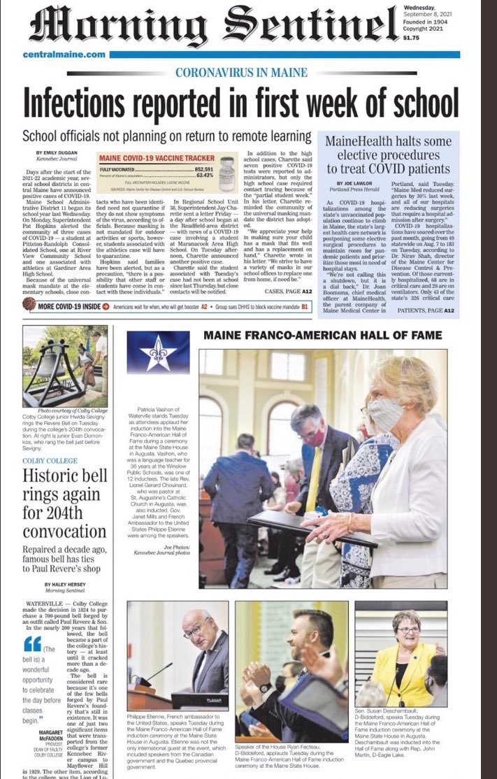 Front page @OnlineSentinel for the Franco-American Hall of Fame! ⚜️