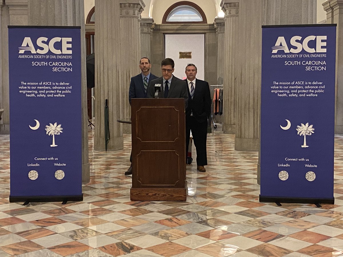 SCSPE's tweet photo. The scores are in!  #ASCESC hosting a press conference on their Infrastructure Report Card.  SC has many #Infrastrucure needs.  The IIJA can address many of the funding gaps in SC's infrastructure.  #Water #Roads #Transit #Bridges @ASCETweets https://t.co/YWnaRVMIZY