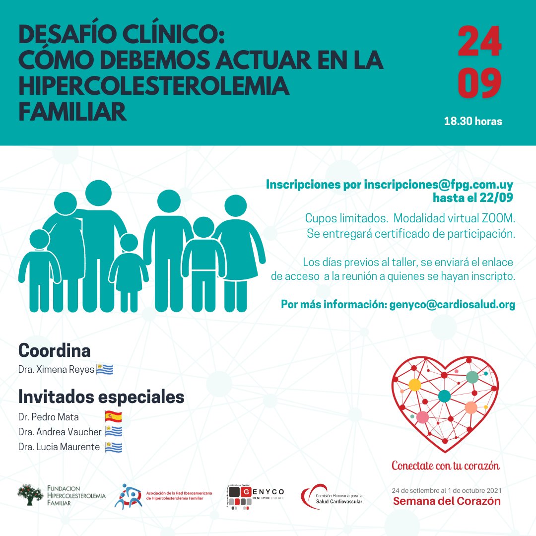 cardiosaluduy's tweet photo. 🗓️Desafío clínico: cómo debemos actuar en la hipercolesterolemia familiar.
El 24/9 realizaremos un taller que abordará distintas interrogantes sobre el tema de la hipercolesterolemia familiar.
⏰A las 18:30 h
💻Vía Zoom
👉 Informate: https://t.co/sFsUQkZxZd https://t.co/UTqAgeFJY0