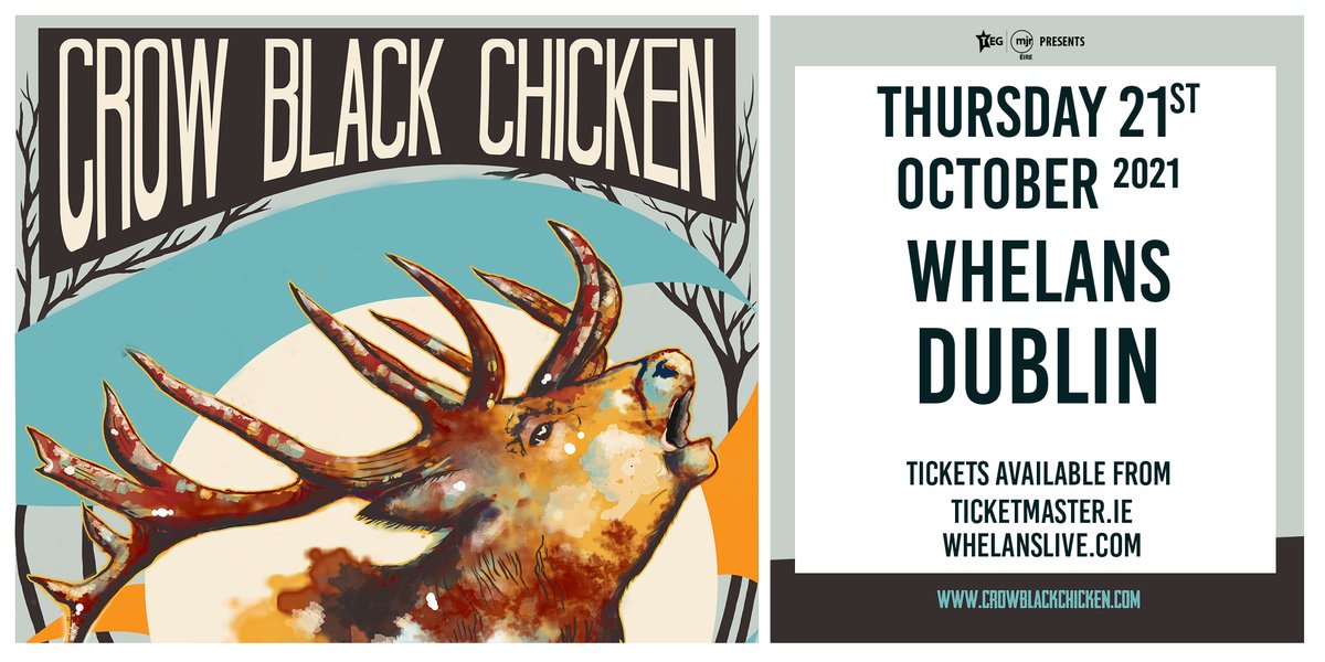 #GIGNEWS CROWBLACKCHICKEN Play their own Dublin show of 2021! Thur 21st Oct Whelan’s main venue Tickets on sale now LIMITED CAPACITY | COVID-19 CERT REQUIRED whelanslive.com/index.php/crow… @crowblackband @TEGMJREire Funded by @DeptCulturelRL