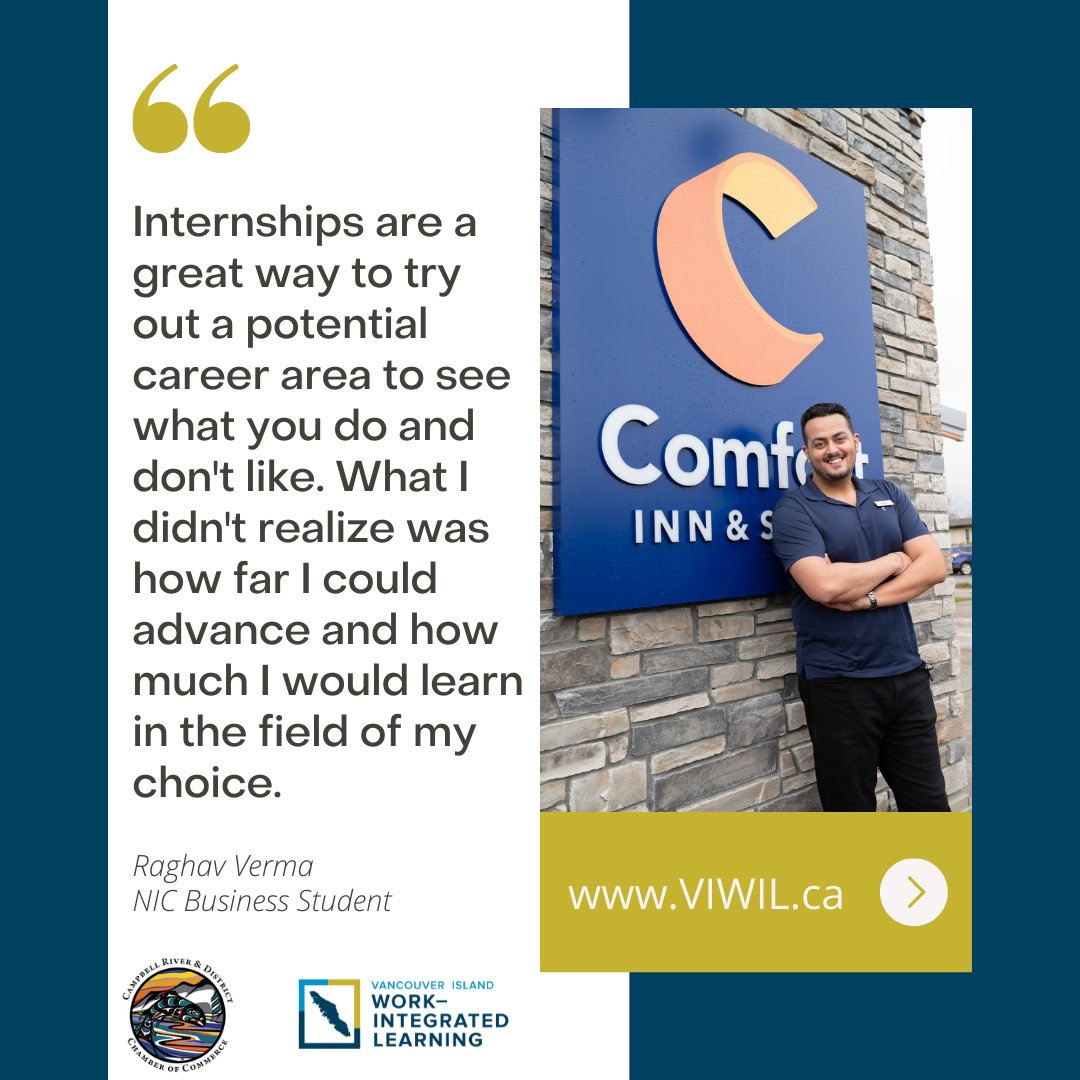 ChamberCR's tweet photo. Local Campbell River business Comfort Inn and suites hired a business intern from North Island College to help support &amp; grow their organization. Go to https://t.co/IV31FMsFwG to learn more and post your job for free.
  
#Hiring #PostaJob #Community https://t.co/xxob5JS0LE