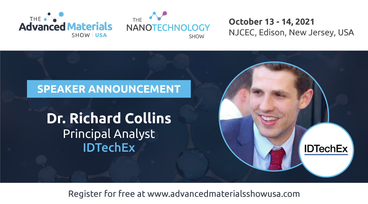 Dr. Richard Collins, Principal Analyst at @IDTechEx will be at our conference sharing forecasts for the nanotechnology and advanced materials industries.

Register here:
ow.ly/I7dP50G3T2y

View the agenda: ow.ly/HEkY50G3T2z

#NTS21 #AMSUSA21 #nano #advancedmaterials
