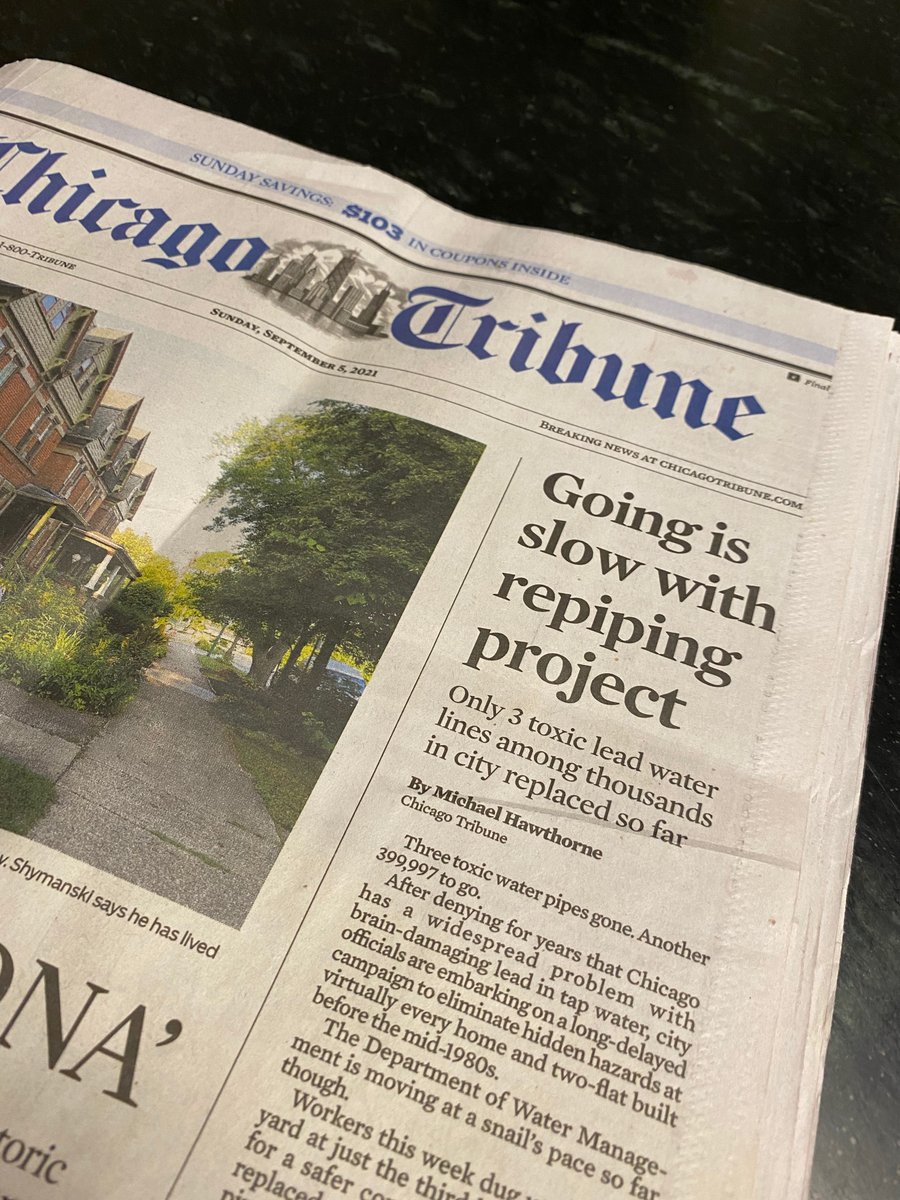 ProfSeraYoung's tweet photo. Check out @chicagotribune's @scribeguy's coverage of the #leadcrisis in #chicago. So far, a whopping 3 of ~400,000 lead lines have been removed; 650 replacements have been promised this year. #waterinsecurity @SafeH2o4Schools @LucksLab
https://t.co/NVV8YAjPr7 https://t.co/XBrFGsu1nW