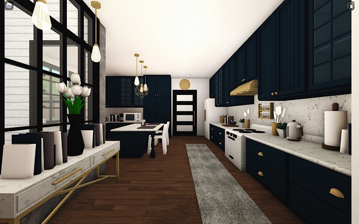 The Kitchen in this Modern Farmhouse build!🖤 random qotd: what is your  favourite bloxburg colour? @FroggyHopz_RBLX @RBX_Coeptus #roblox #bloxburg  #welcometobloxburg, image size:1200x750