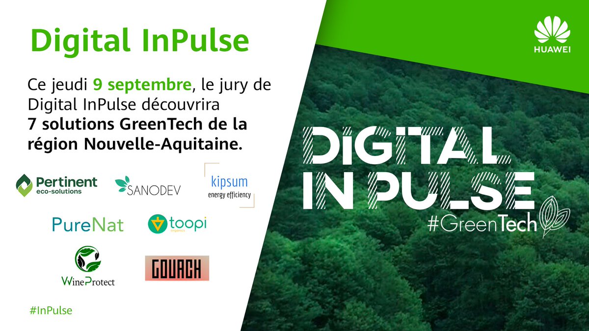 📢 J-1 avant la remise des prix de l'édition Digital #InPulse à #Bordeaux

2⃣ #startups et leur solution en faveur de la #GreenTech seront récompensées ! 🏆

👏 @PERTINENS_bx, <a href="/sanodev/">Sanodev</a>, Kipsum, PureNat, <a href="/OrganicsToopi/">Toopi Organics</a>, <a href="/DeborahDucamp/">Wineprotect ❤️ Memecoin</a>, Gouach 👏

Infos 👉 bit.ly/3jK1wqa