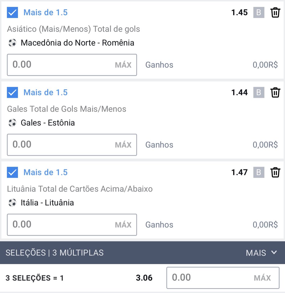 Rei das Odds 👑⚽🏀🏈 on X: Oddzinha 3.06 na Betano! 💰 Og1.5 🇲🇰 x 🇷🇴  +1.5 gols 🏴󠁧󠁢󠁷󠁬󠁳󠁿 2 cartões 🇱🇹 Cadastre-se na Betano e ganhe até  R$200,00 de bônus no primeiro