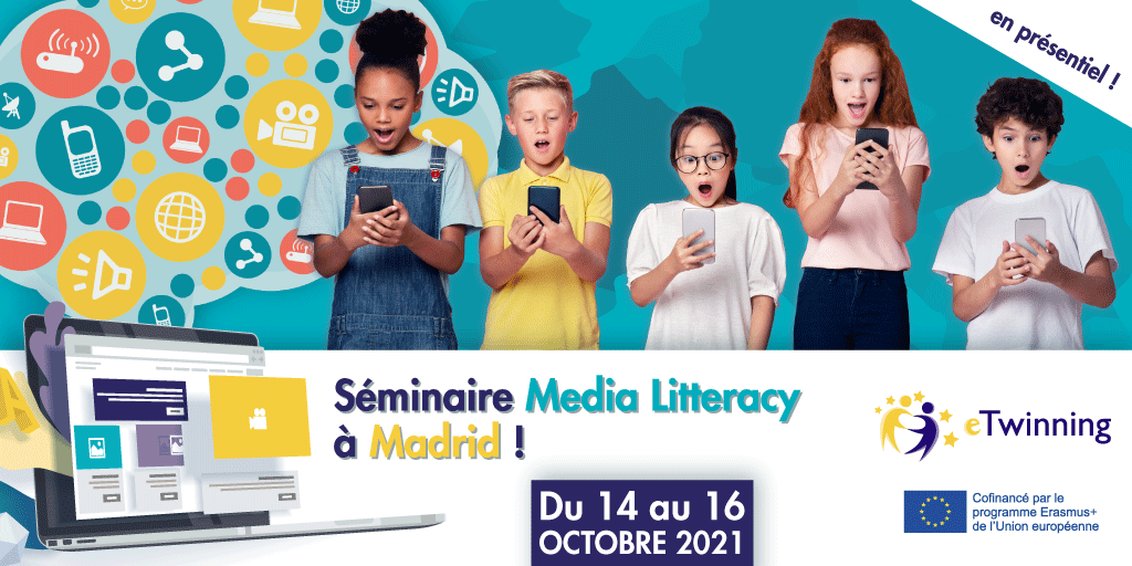 ✈️🇪🇸 On se voit à Madrid ? 
#eTwinning organise un séminaire en présentiel pour rencontrer d'autres #enseignants européens et concevoir des projets en lien avec l'#éducation aux médias. 
📅Du 14 au 16 octobre
➡️bit.ly/eTw_Madrid
🚨 Fermeture des candidatures le 14/09 !
#EMI