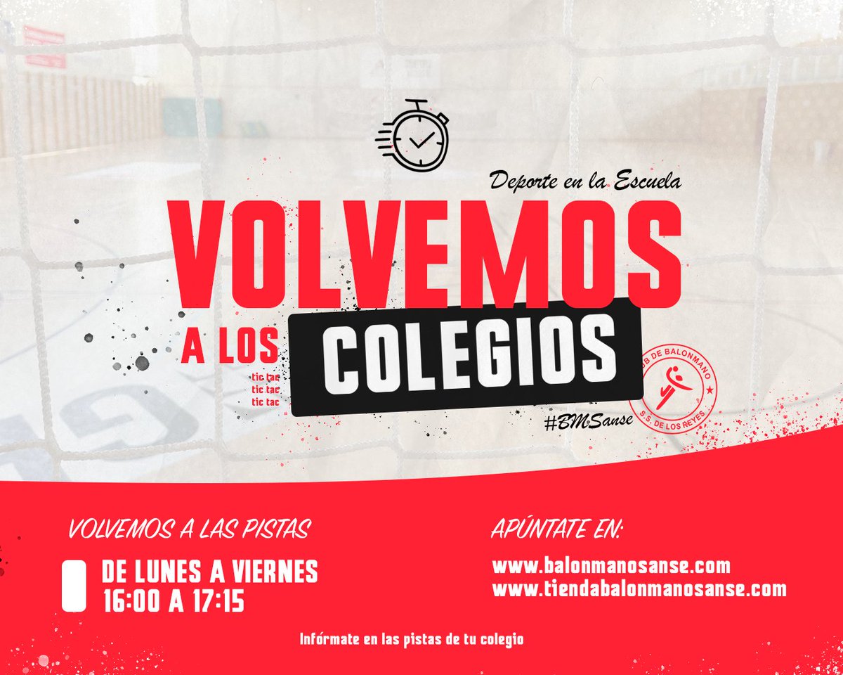 balonmanosanse's tweet photo. 🔴 NOTICIAS | ¡Volvemos a los coles!

📅 De lunes a viernes
⏰ 16:00 a 17:15
📍 CEIP: Silvio, Carrillo, Valvanera, Fuentesanta, V Centenario, San Sebastián, Antonio Machado, León Felipe, Teresa de Calcuta, Miguel Delibes, Tempranales y Principe Felipe

🔗https://t.co/Lqojtx7DGm https://t.co/LHBfMBuzXk