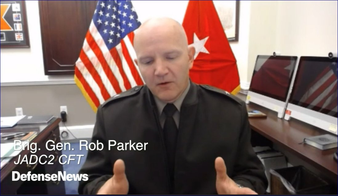 Brig. Gen. Robert Parker on #JADC2: many lessons learned from Afghanistan withdrawal on providing #authoritativeData, knowing where the data is, making sure it is updated and there is processing power at the edge. Implementation Plan ready w/in 90 days. conference.defensenews.com/agenda