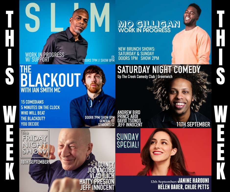 Up The Creek (@utccomedyclub) on Twitter photo We’ve kicked off the week already with a brilliant New Act Showcase on Monday & last night’s New Material Show 🔥
Now for the rest of the fun…
- Wed: @slimcomedian WiP show ✨
- Thurs: <a href="/Beattheblackout/">The Blackout at Up The Creek</a> 🚨
- The Friday Night Show 🎤
- Saturday Night Comedy 🔥
- Sunday Special 🎪 We’ve kicked off the week already with a brilliant New Act Showcase on Monday & last night’s New Material Show 🔥
Now for the rest of the fun…
- Wed: @slimcomedian WiP show ✨
- Thurs: <a href="/Beattheblackout/">The Blackout at Up The Creek</a> 🚨
- The Friday Night Show 🎤
- Saturday Night Comedy 🔥
- Sunday Special 🎪