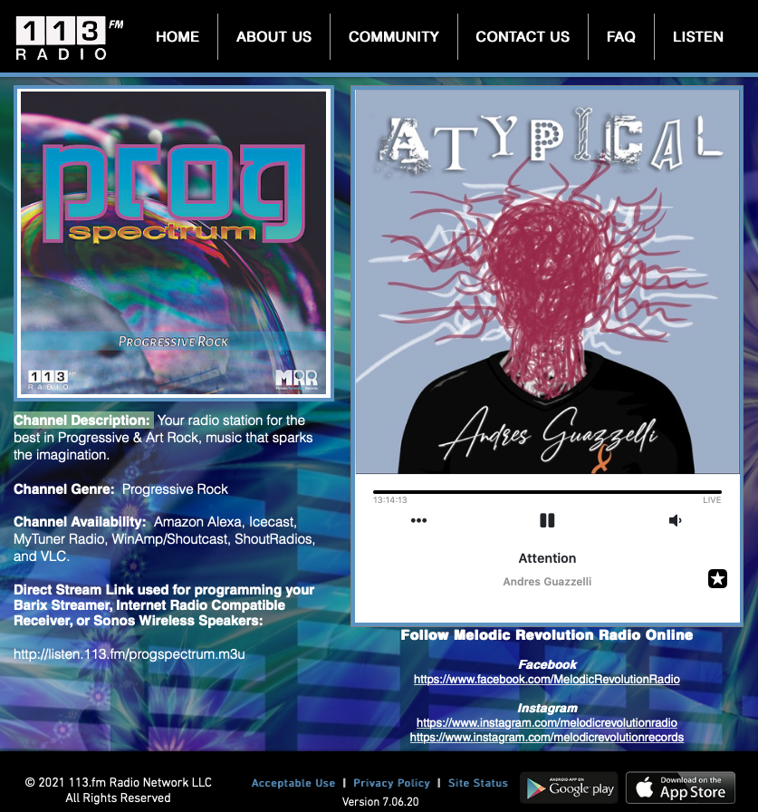 Song of the day, Attention by Andres Guazzelli
113.fm/progspectrum