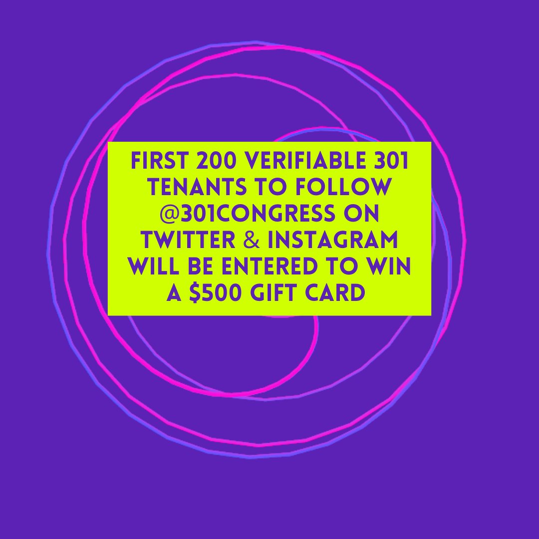 301 peeps!! Fast cash straight in your pocket, all you have to do is follow <a href="/301congress/">301 Congress</a> on Twitter and Instagram for a chance to win $500! Be sure to tag your coworkers!