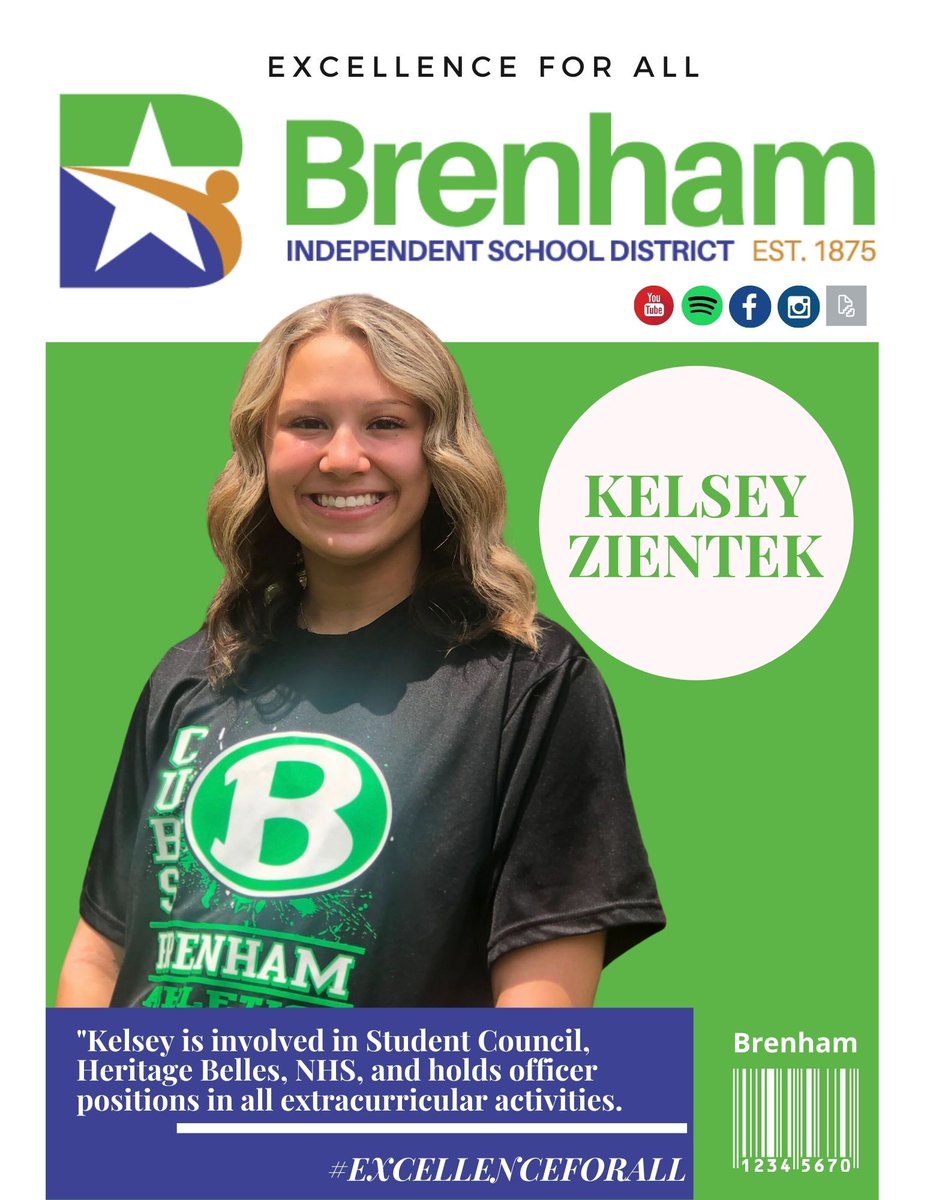 This week's senior spotlight shines a light on a student heavily involved in school, meet Kelsey Zientek!  Kelsey is involved in Student Council, Heritage Belles, NHS, and holds officer positions in all extracurricular activities.