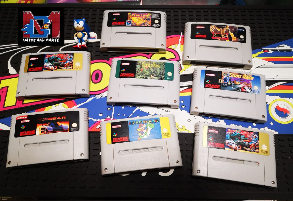 MatosandGames's tweet photo. Quelques cartouches SNES dont de bons titres ๐
#retrogaming #nintendo #snes #streetfighter #supermariiworld #stuntrace #secretofmana #skyblazer #topgear #shaqfu #matosandgames https://t.co/aDycyRIwrR