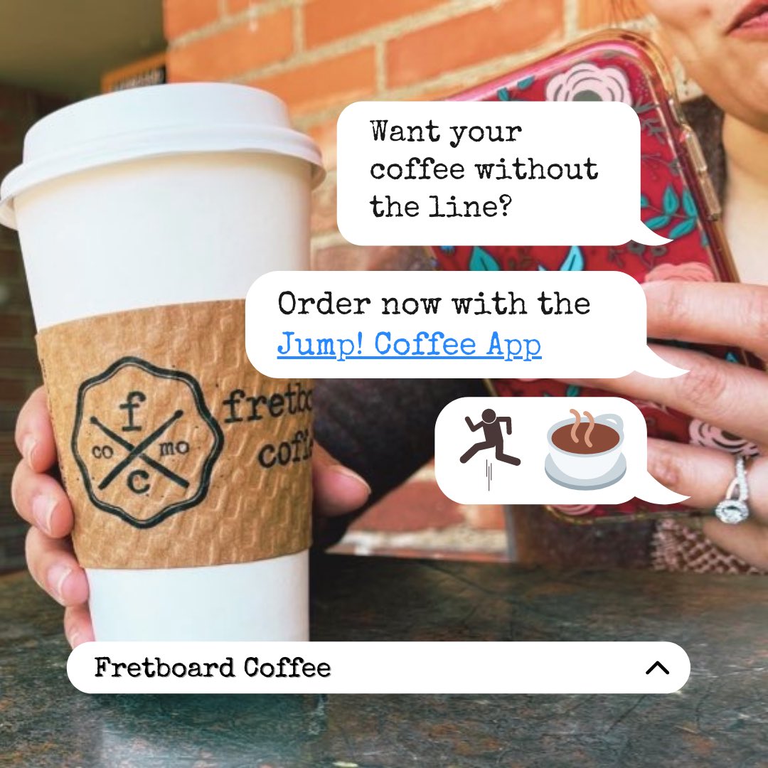 Fretboardcoffee's tweet photo. Don’t have time to wait in line for your large half caff iced soy mocha with half plain ice, half coffee ice??? Order your personalized drink ahead with the @JumpCoffeeApp!

Download the app today ☕️ ➡️ https://t.co/K0b0CmRcar https://t.co/O3hVIlOnwk