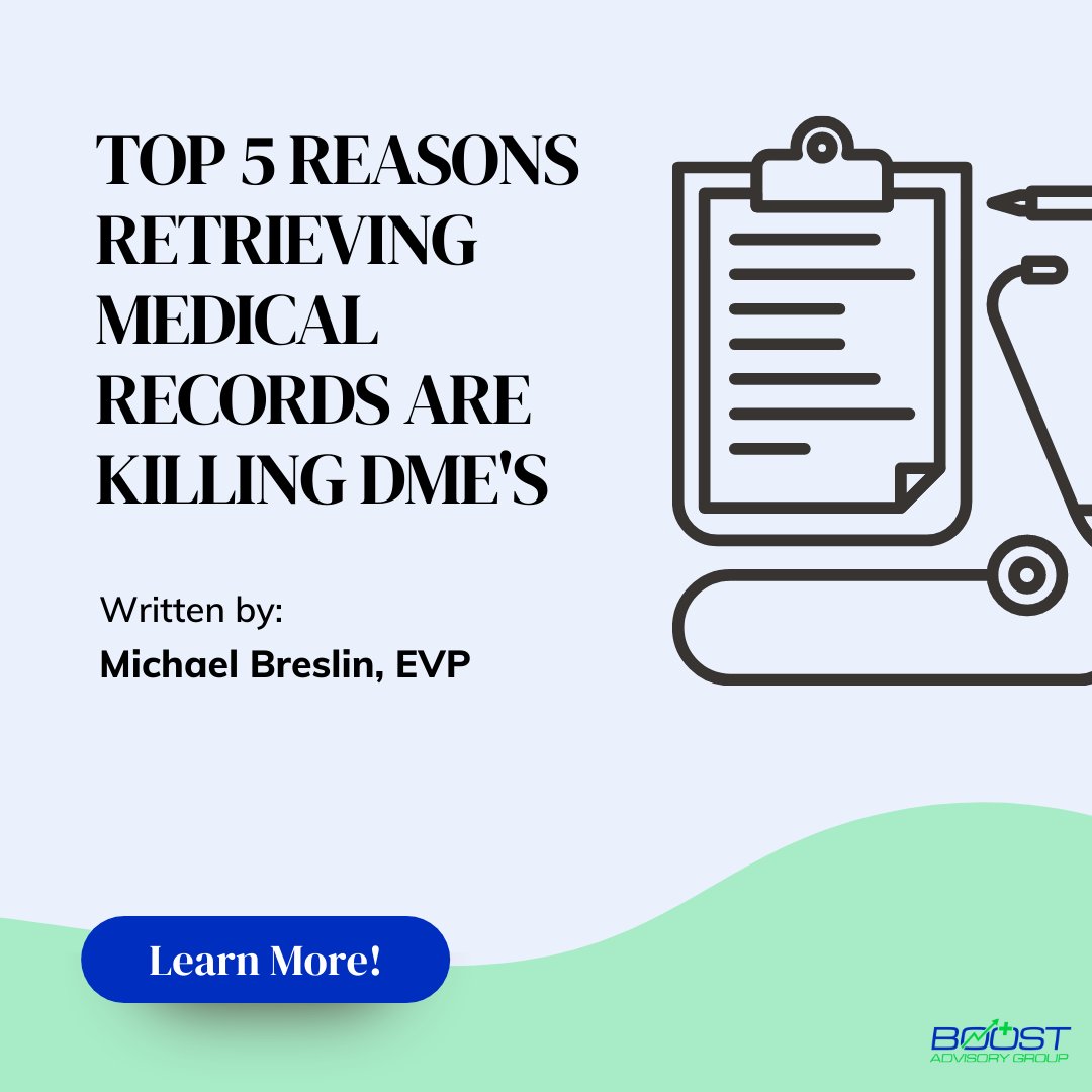 AdvisoryBoost's tweet image. TOP 5 REASONS RETRIEVING #MedicalRecords ARE KILLING DME'S #DME #medicaldocs #outsourcing 

boost-llc.com/post/top-5-rea…