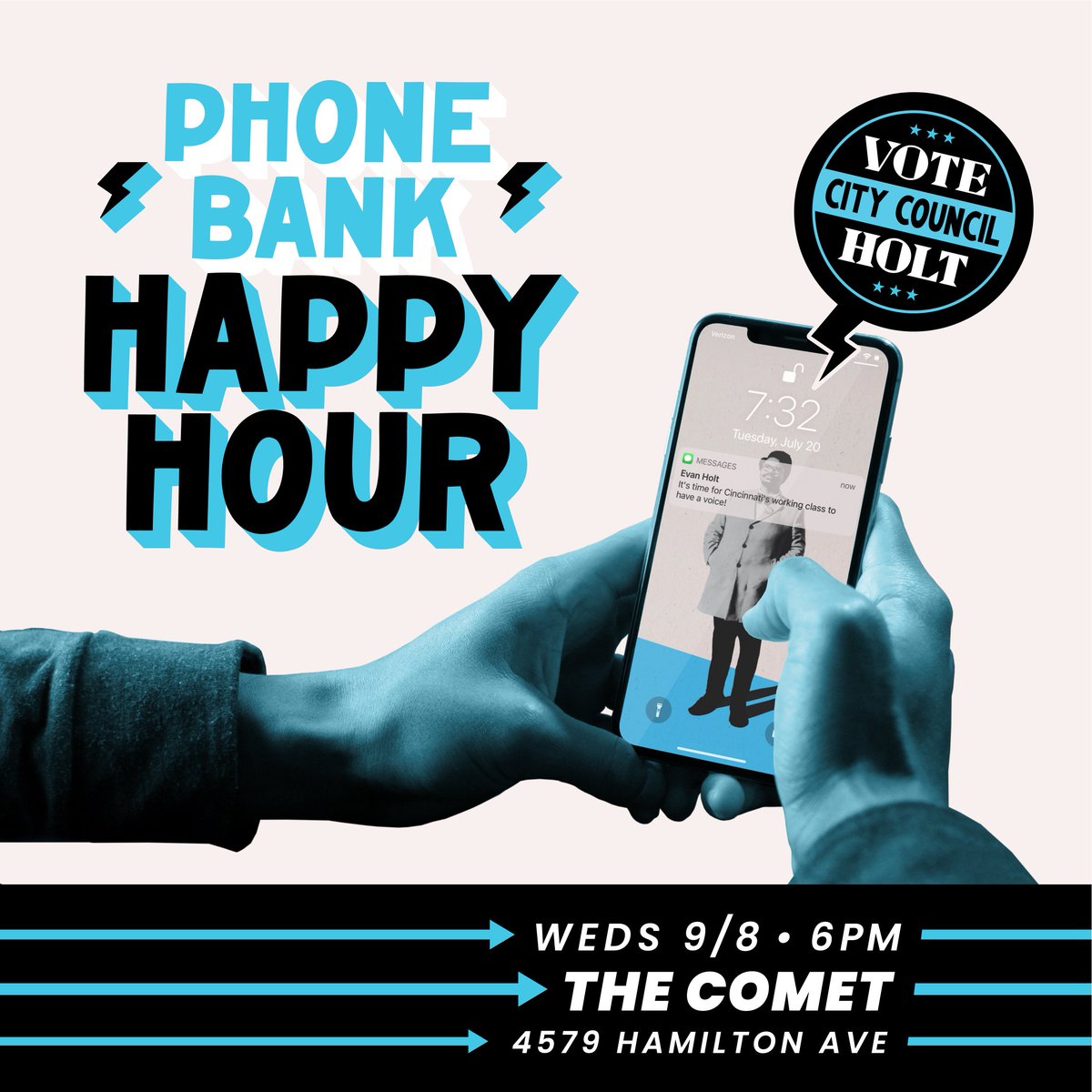 voteholt's tweet photo. Grab your phone & a friend, then come JOIN US at The Comet, T O N I G H T! ππΎ
Phone banking is an easy & effective way to help us spread our message and continue building a working class movement!
RSVP: https://t.co/jdmmMu15ON
#VoteHolt
#HelpMeHelpUs
#WhenWeOrganizeWeWin https://t.co/89AMGLjl10