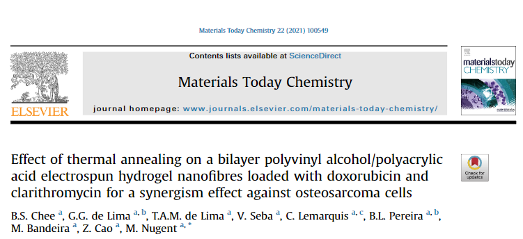 spraybase's tweet photo. 1/2 Congrats to the team in @AthloneIT on their #Spraybase publication🔬 

📝Effect of thermal annealing on a bilayer polyvinyl alcohol/polyacrylicacid #electrospun hydrogel #nanofibres loaded with doxorubicin &amp; clarithromycin for a synergism effect against #osteosarcomacells https://t.co/3Z2F0csIiX