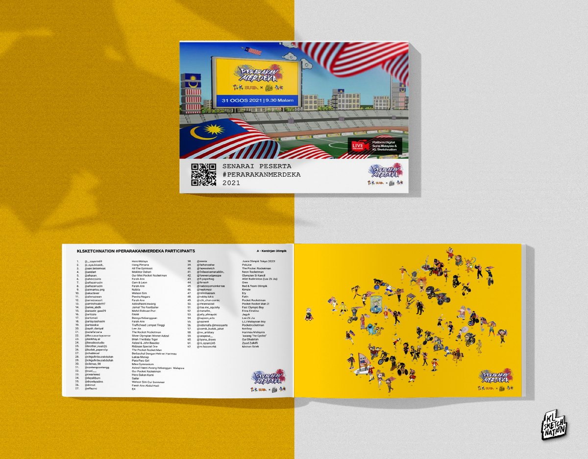 kymioflario's tweet photo. Remember our glorious virtual merdeka parade?;
https://t.co/O6QMT7AHzE

Will u guys be interested to buy this 46 pages, A5 size physical booklet catalogue of the #perarakanmerdeka #suriaxklsketchnation with all your characters and names as a souvenir if we're printing this...? :) https://t.co/W1PbhHgCQM
