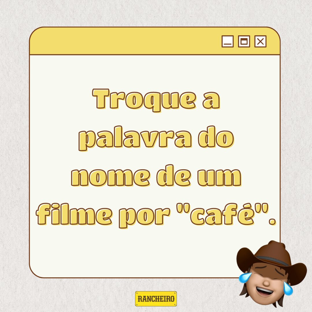rancheirocafe's tweet photo. Bora brincar? A brincadeira é a seguinte: pense no nome de um filme e troque uma das palavras por "café".
Nós começamos... O Senhor dos Cafés 🧙🏼♂☕
Sua vez 👇🤣
#Rancheiro #TroqueONome #Filmes https://t.co/tf51TQzCBe