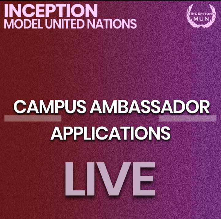 InceptionMun's tweet image. Inception Model United Nations is back with a grand opportunity for everyone out there! 

For those who are wishing to sign up, check the bio for link. 
Thank you.
#campusambassador #mun #campusambassadorprogram #modelunitednations 
#marketing #modelunitednationsconference