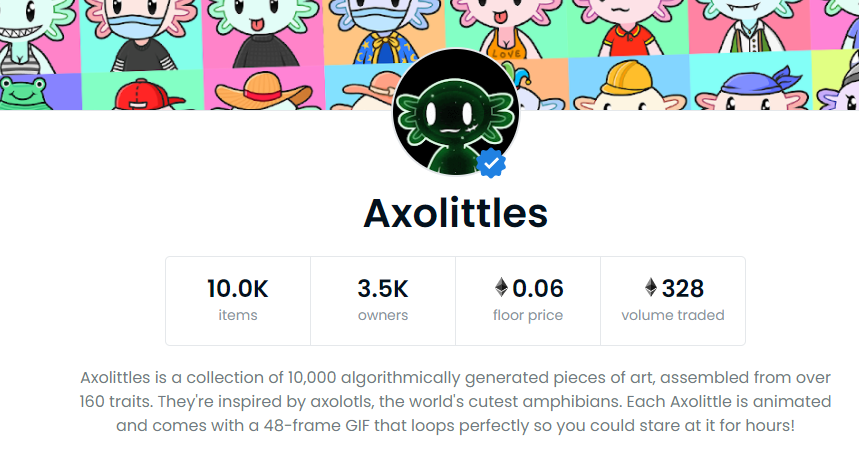AxolittlesNFT's tweet photo. WE JUST GOT VERIFIED ON OPENSEA 🔥💙 https://t.co/eSNHjO5bwM