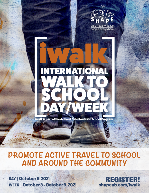 October 6th marks International Walk to School Day and registration is open: bit.ly/2ZNEuGn
<a href="/SHAPE_Alberta/">SHAPE</a> #backtoschool #iwalk2021