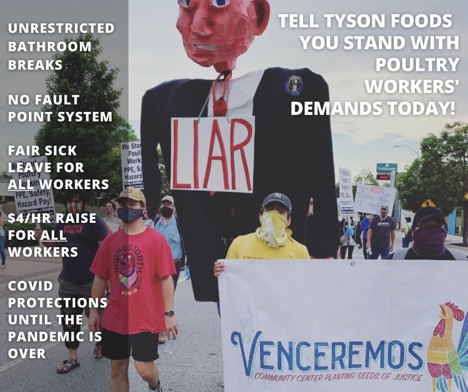 Today we stand with <a href="/TysonFoods/">Tyson Foods</a> workers who are asking for a $4/hr increase to all workers across the board. If Tyson is having trouble hiring workers, they should become a BETTER employer, not worse