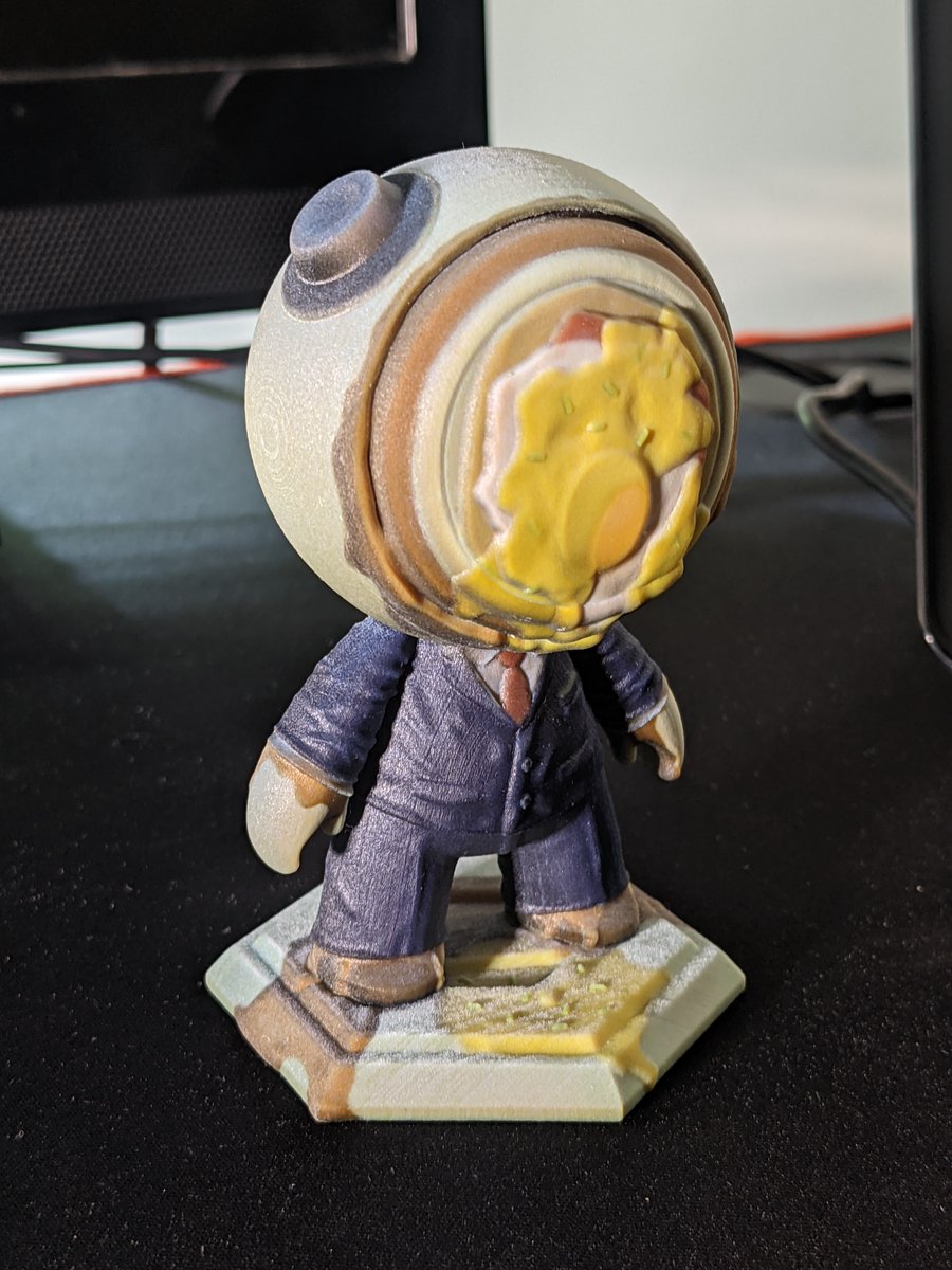 agarcellano's tweet image. This came in a while back. 🙂 It's a 3D print of my #MeetMat2 Eggs Benedict, done by @Stratasys

It's almost about the size of an Amiibo or a Skylander figure. It was unexpected of them to reach out to me to print this. Pretty neat. [1/2]