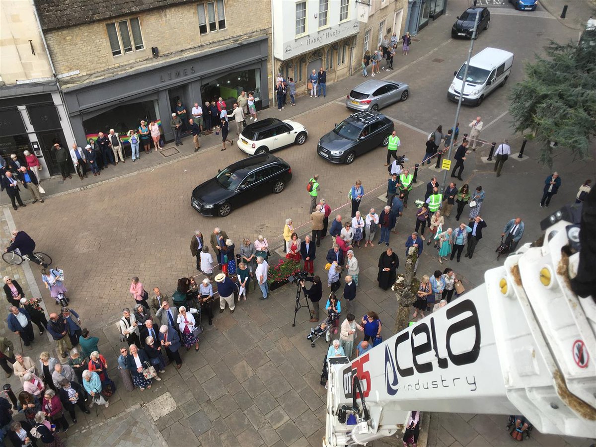 From the eyes of Bishop Rachel and sculptor Rodney Munday as they went up in the cherry picker last weekend to bless the statues!  Can you spot yourself? #statues #cirencester #projectblackjack