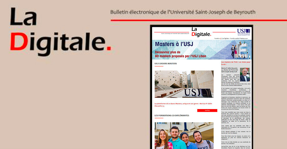 USJLiban's tweet image. Le numéro 17 de #LaDigitale vient de sortir : Numéro spécial Masters 2021!
#SPcom #USJLiban
Bonne lecture 👉bit.ly/3habXSk
