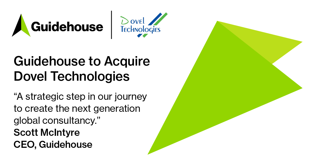 GuidehouseHC's tweet photo. .@Guidehouse has announced the intention to acquire @DovelTech. Bringing together best-in-class portfolios, highly talented teams, and technology-first business models—we look forward to the merger and the journey to come. Learn more: https://t.co/Pkv91b79Xq | #healthIT #technews https://t.co/J4rIkn1Orv