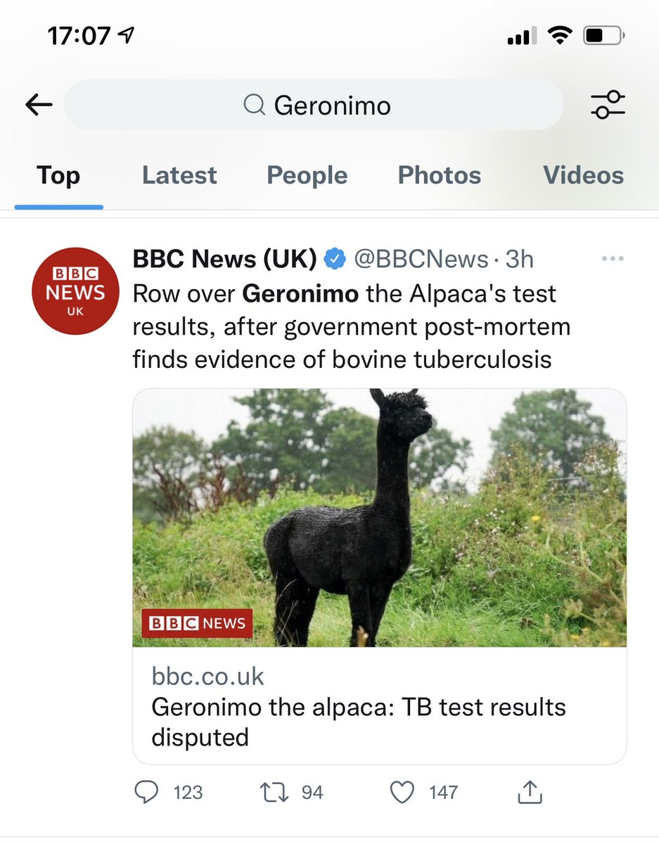 Can you guess which news team is in bed with the government? Can bbc explain why all other news is saying he didn’t have bTB yet BBC say he did?

Let me guess, so the government don’t look as incompetent as they are? #Geronimo #justiceforgeronimo