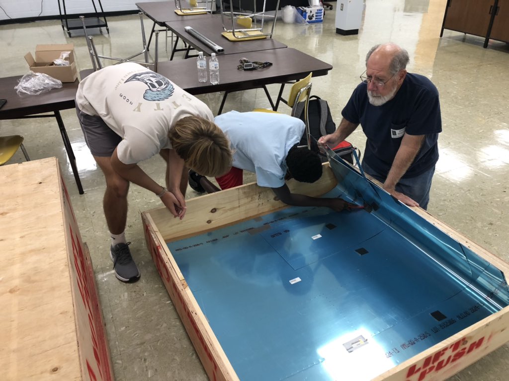AerospaceGtc's tweet photo. @AerospaceGtc students putting the final touches on their vertical stabilizer! https://t.co/LsTBM2TETJ