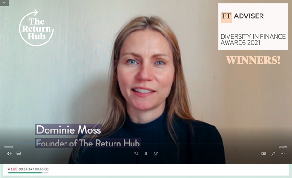 TheReturnHub's tweet photo. We're thrilled to have won the Championing Women's Equality Award AND the Trailblazing Company of the Year Award at @FTAdviser's Diversity in Finance Awards 2021! Thanks to all our candidates, clients & partners we work with to help make change happen.
#DIFA2021 #TheReturnHub https://t.co/wuPElMRy2S