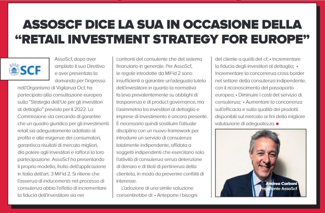 AssoSCF dice la sua in occasione della “Retail investment strategy for Europe” assoscf.org/?p=1278