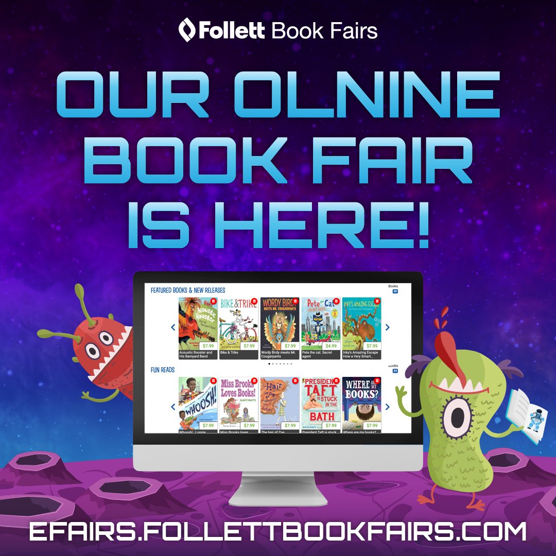 We are hosting a Follett book fair October 4th - 8th, but you can shop our online fair now until October 8th. Every purchase helps us buy more books for our library.
efairs.follettbookfairs.com/guest/home?cla…