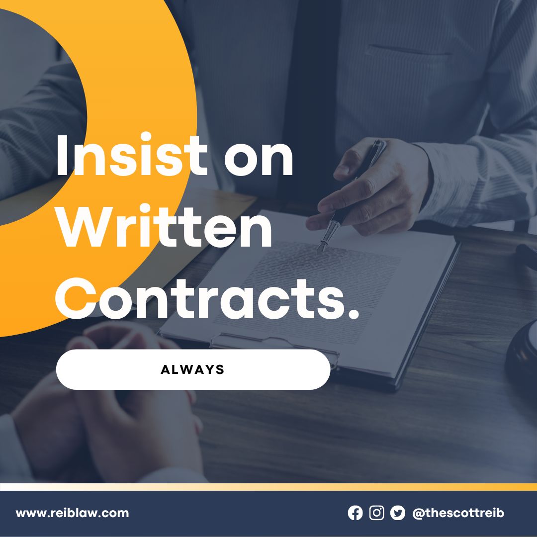 thescottreib's tweet image. To protect yourself and your business it is essential to have written contrats!

Call us today at (940) 591-0600 or visit us online to learn how you can protect yourself and your business through contracts.