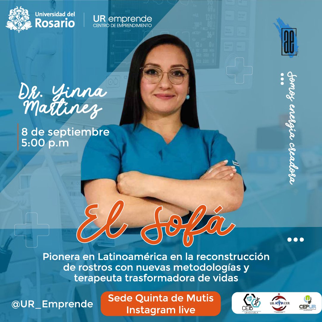 UR_Emprende's tweet photo. 🚨HOY 🚨 ¡Conéctate a través de nuestro Instagram Live en @UR_Emprende a #ElSofá con Yinna Martinez!
Ella es pionera en Latinoamérica en la reconstrucción de rostros con nuevas metodologías.
No te lo pierdas!
⏰ 5:00pm
Conéctate: https://t.co/ZAWvtLfJRE
#emprendimiento https://t.co/B2ujZOy2ql