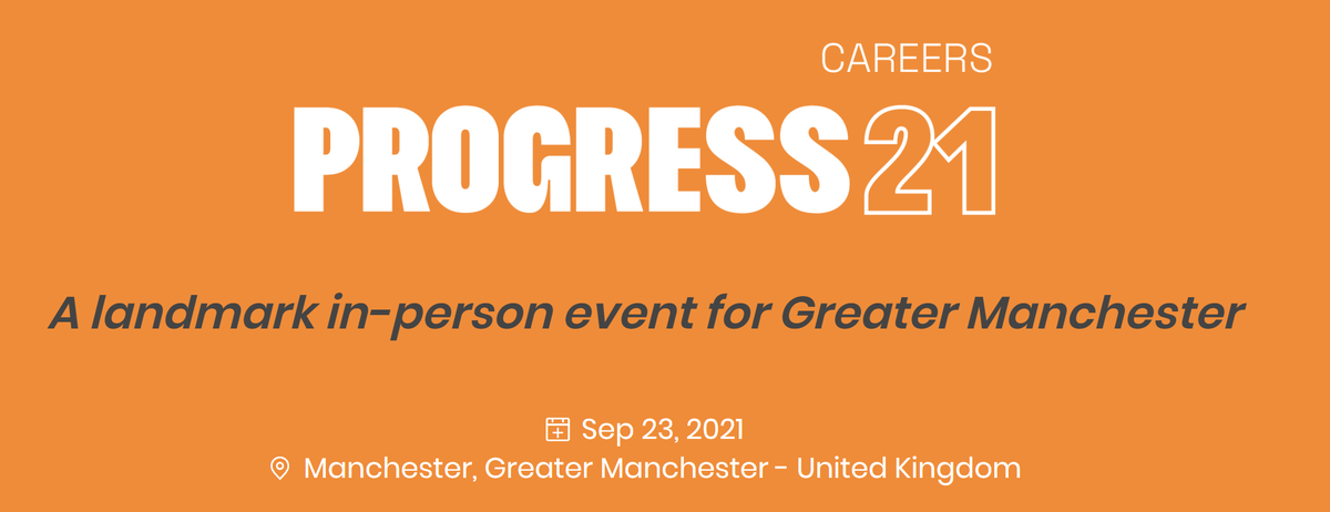 Progress21 will be taking place on 23rd September at Manchester Central, this #JobFair brings together residents and businesses across #GM. With key event strands focusing on Business and Careers as well as Living in a digital age and the Future of Work! Register to attend! 😀