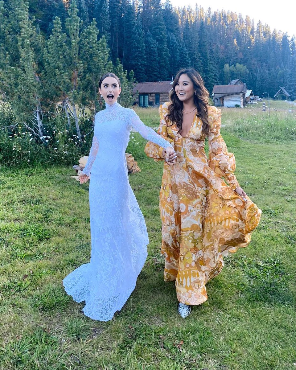 : Lily Collins and Ashley Park on Lily's wedding. The most lovely and true friendship. : Lily Collins and Ashley Park on Lily's wedding. The most lovely and true friendship.
