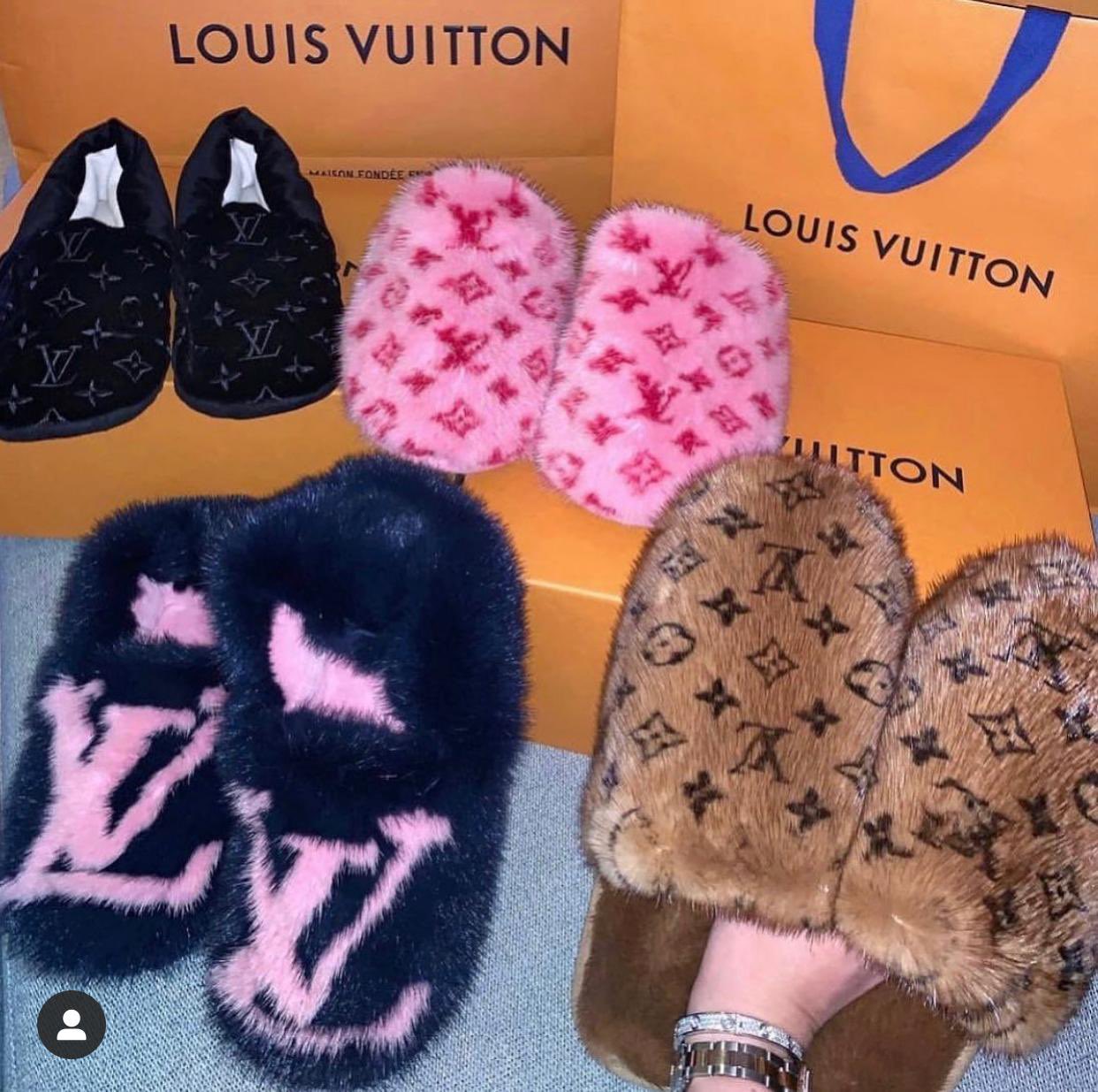 vuitton mink fur slides