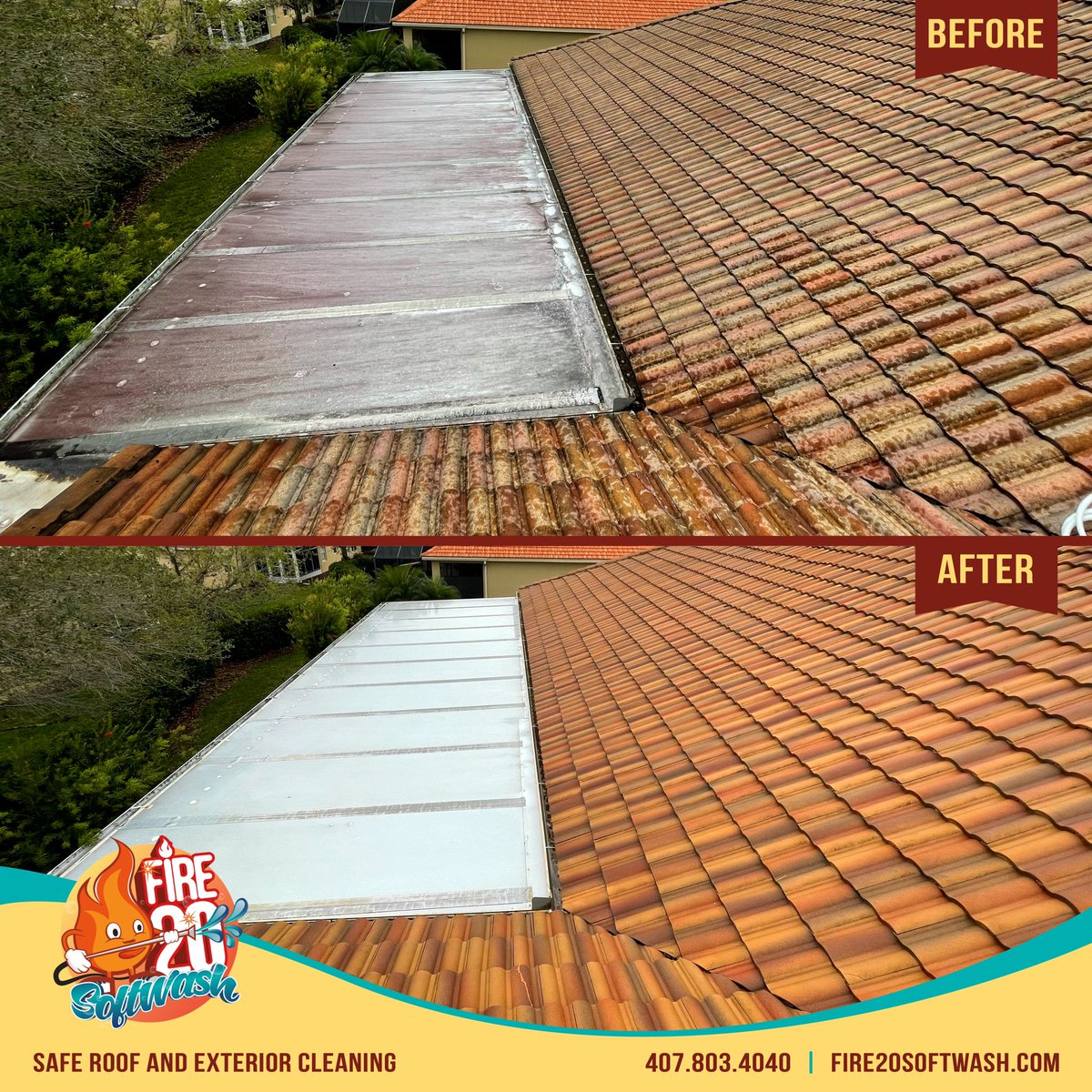 Fire20SoftWash's tweet photo. #Fire20softwash some of our work #BeforeAnAfterPhotos safe roof cleaning https://t.co/iIF1zIxaAs