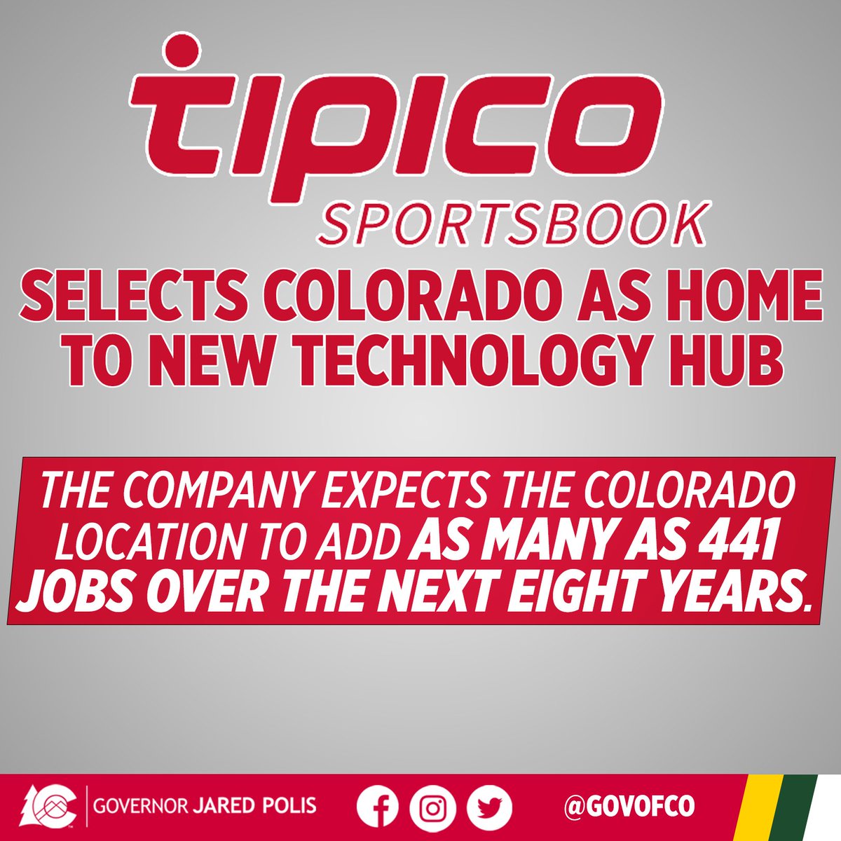 Tipico Sportsbook selects Colorado as home to new technology hub.

The company expects the Colorado location to add as many as 441 jobs over the next eight years. 