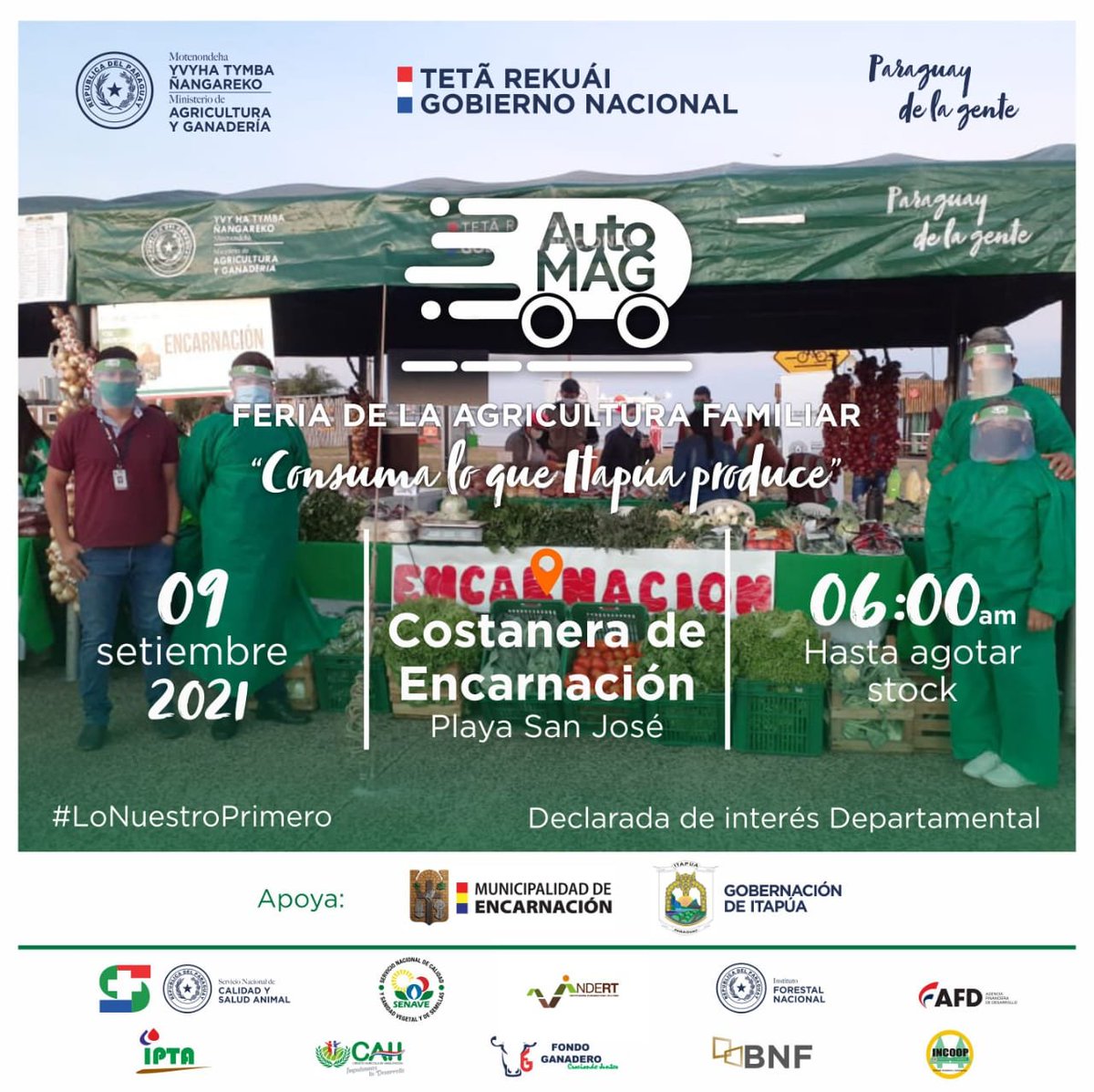 AmanecerAgroPy's tweet photo. #LoNuestroPrimero
Consuma lo que Itapúa produce,
#AutoMag Feria de la Agricultura Familiar Campesina. https://t.co/RW305Iy68B