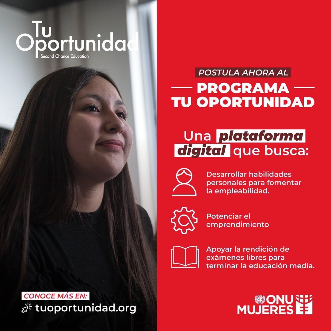 Te invitamos al programa #TuOportunidad de <a href="/ONUMujeresChile/">ONU Mujeres Chile</a> , si eres Mujer 💁🏻‍♀️ , vives en la región de #Antofagasta, #Atacama, #Tarapacá #Arica y #Parinacota 
esta es #TuOportunidad.
regístrate a través del siguiente link: bit.ly/31A9ut7
