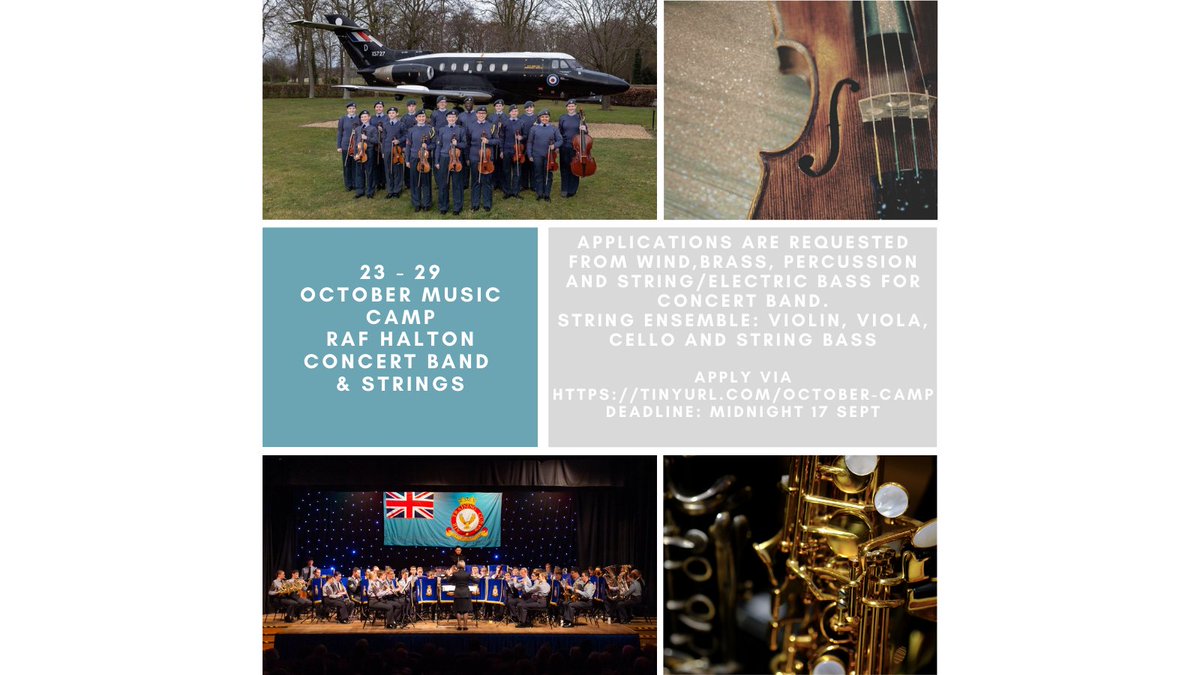RAF Air Cadets Music (@aircadetsmusic) on Twitter photo We will be holding a Music Camp in October for the Concert Band and String Ensemble. Deadline 17 Sept apply via tinyurl.com/October-Camp <a href="/ComdtAC/">Commandant RAF Air Cadets</a> <a href="/aircadets/">RAF Air Cadets</a> We will be holding a Music Camp in October for the Concert Band and String Ensemble. Deadline 17 Sept apply via tinyurl.com/October-Camp <a href="/ComdtAC/">Commandant RAF Air Cadets</a> <a href="/aircadets/">RAF Air Cadets</a>