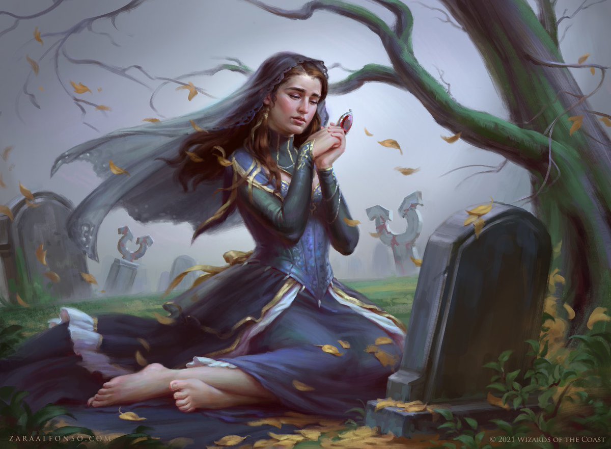 I’m super excited to share my very first Magic: the Gathering card, Bereaved Survivor! I love Innistrad, so this was a blast to work on. I’ll post the other side soon 🥰🖤 AD: Taylor Ingvarsson #MTGMidnight